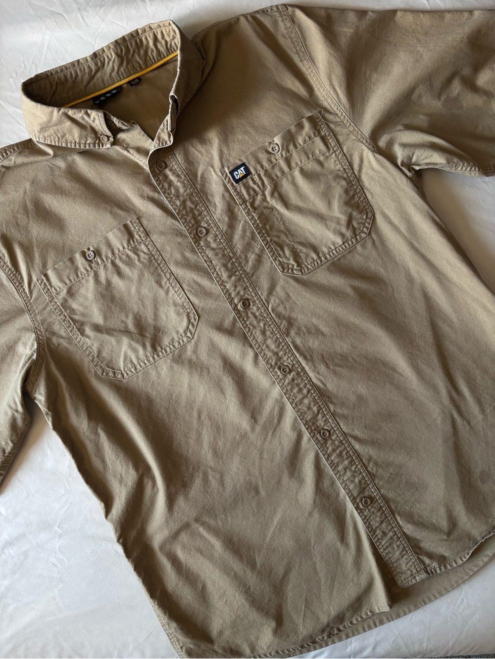 CAT Men's Lightweight Tan Workshirt Jacket - Button Front